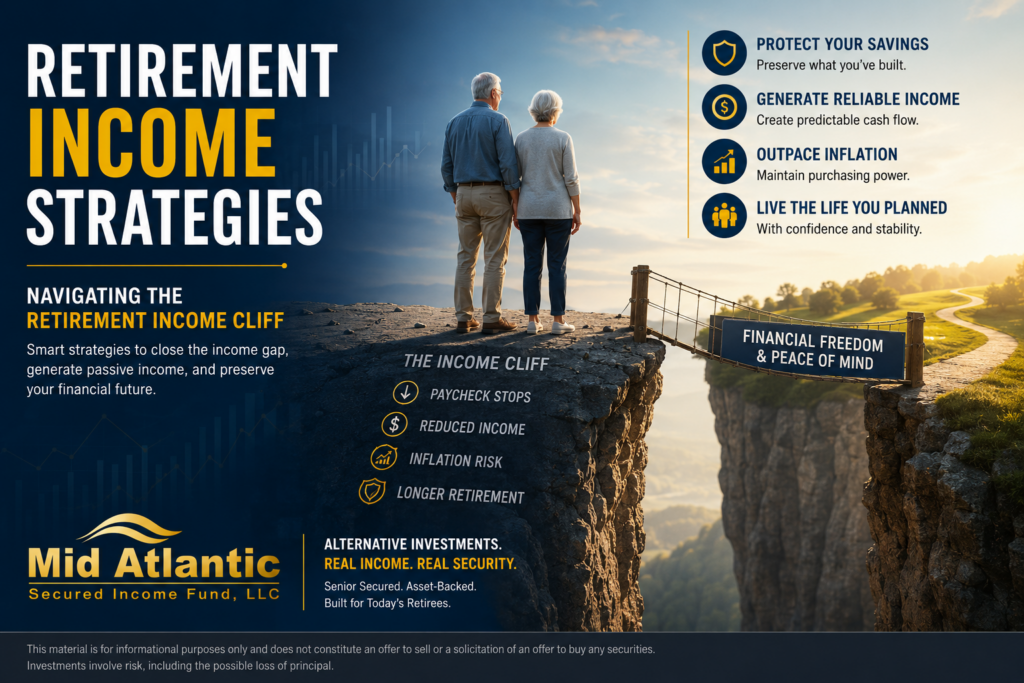 Featured image illustrating retirement income strategies, passive income planning, and navigating the retirement income cliff
