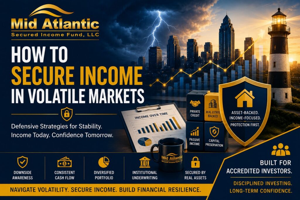 Strategies for securing income during volatile markets through private credit, secured investments, and real estate-backed lending.