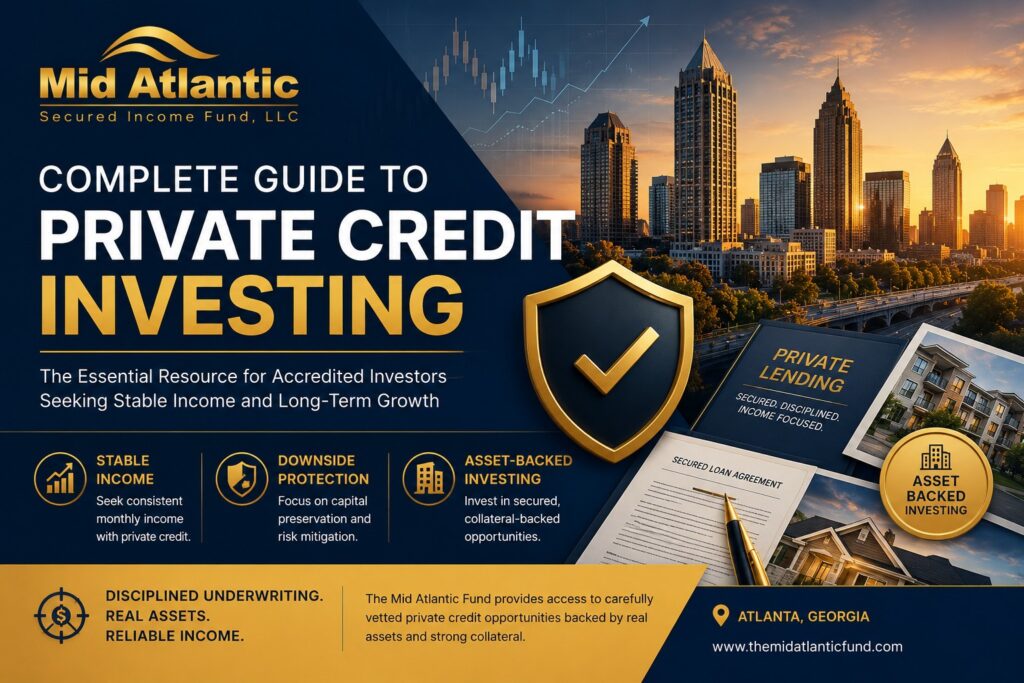 Complete guide to private credit investing featuring private lending, debt funds, real estate-backed investments, and passive income strategies for accredited investors.